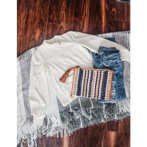 Madewell Puff Sleeve Mock Neck Top